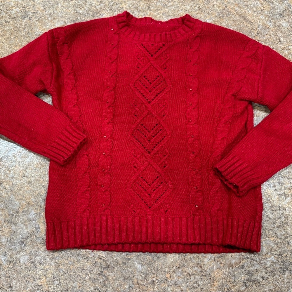 Red Cable Knit Sweater